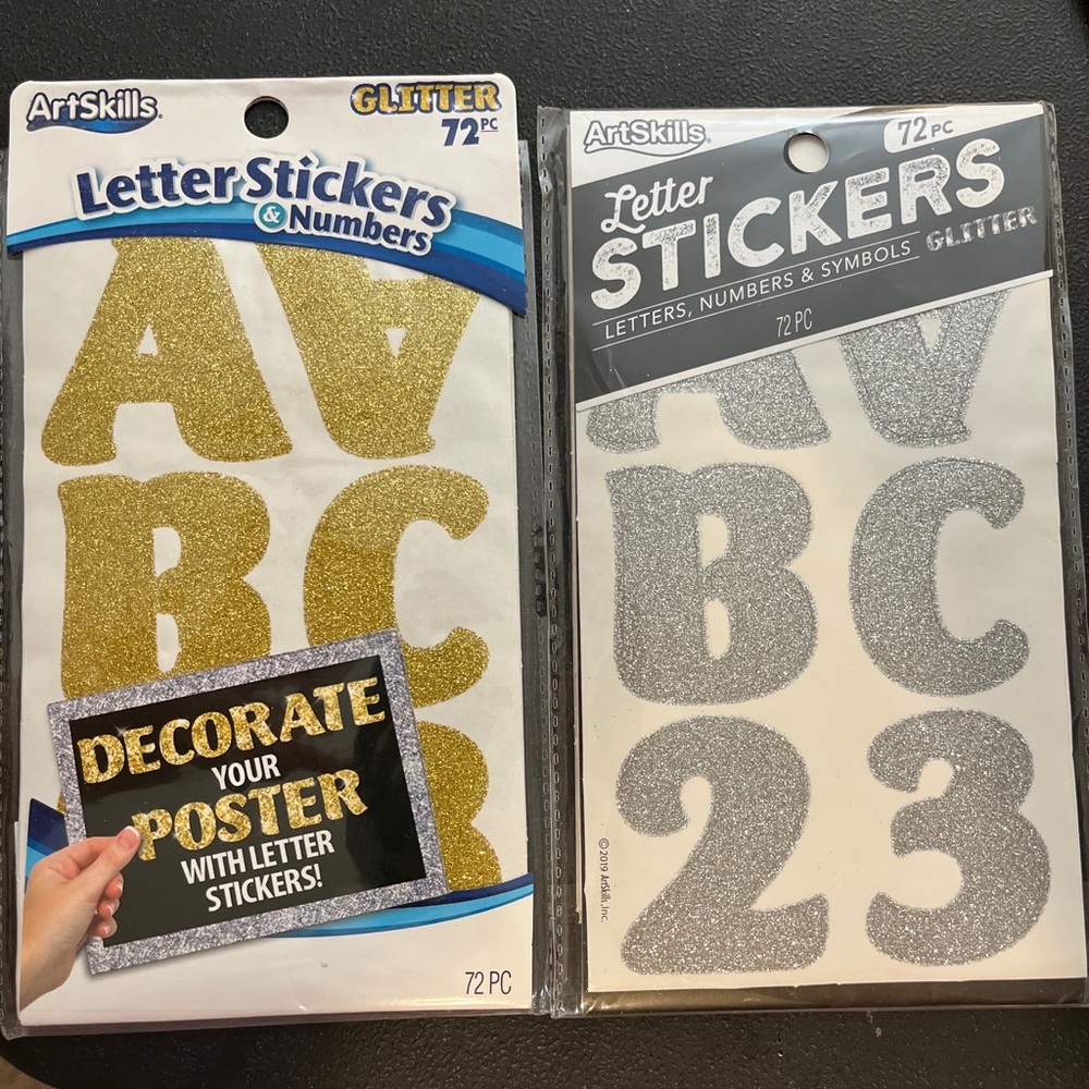 2 x Brand New Poster Stickers Gold and Silver